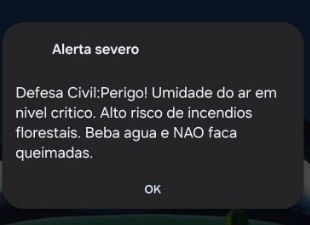 Alerta foi emitido pela Defesa Civil do Estado de São Paulo no começo da tarde desta quinta-feira
