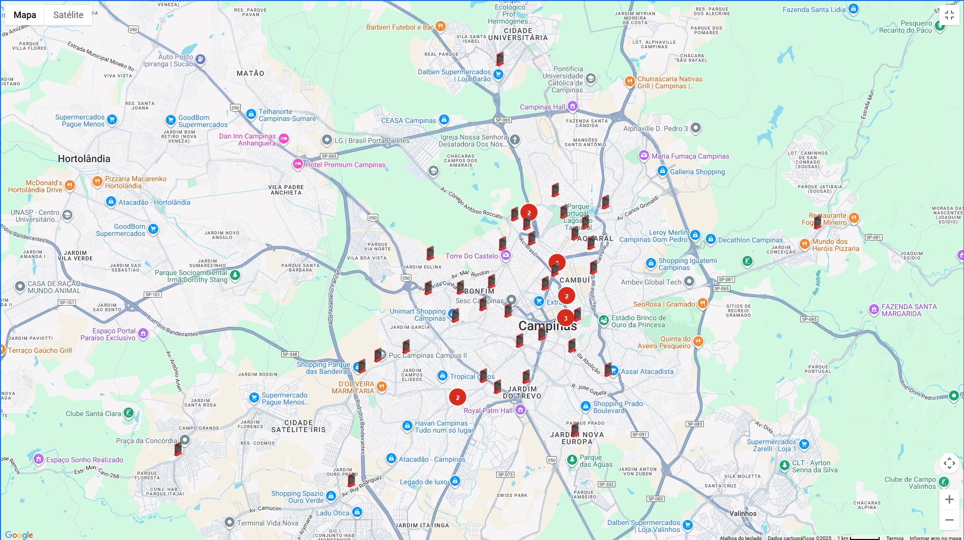 Mapa demonstra expansão da iniciativa para diferentes regiões da cidade
