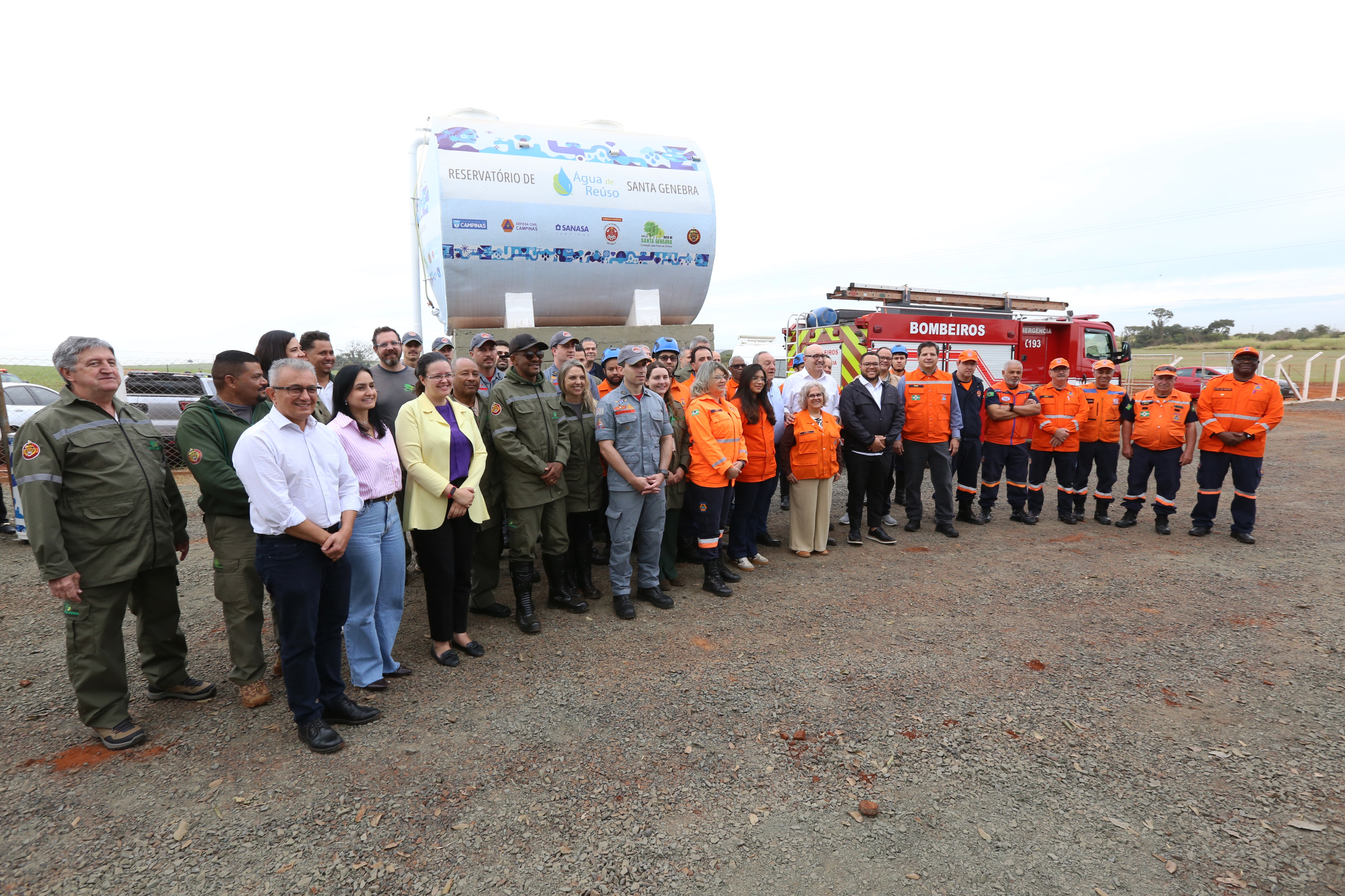 Entrega do novo reservatório contou com a presença de autoridades de Campinas e Paulínia, além de equipes envolvidas 