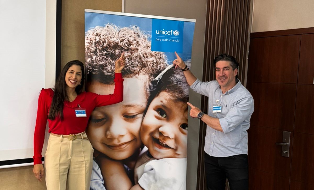 Stephanie Amaral, Oficial de Saúde e Nutrição da UNICEF no Brasil, e Thiago Ferrari, coordenador do PIC
