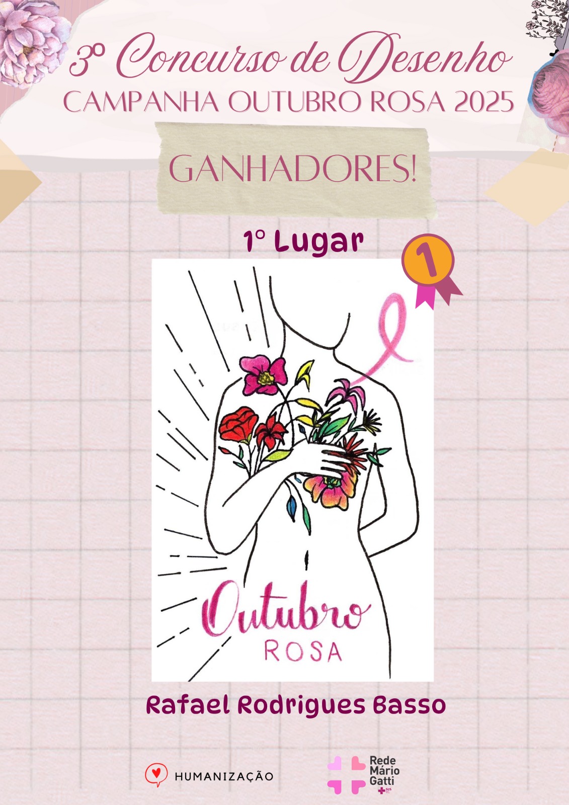 Vencedor do primeiro lugar no concurso de desenhos