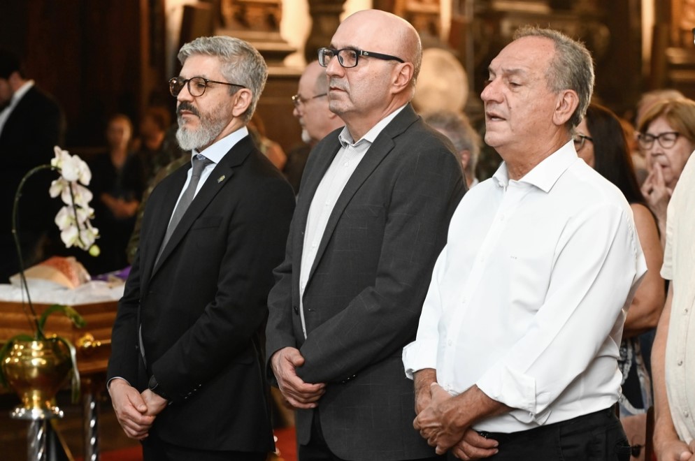 Secretário de Justiça, Peter Panutto; prefeito Dário; e o presidente da Câmara, Luiz Rossini