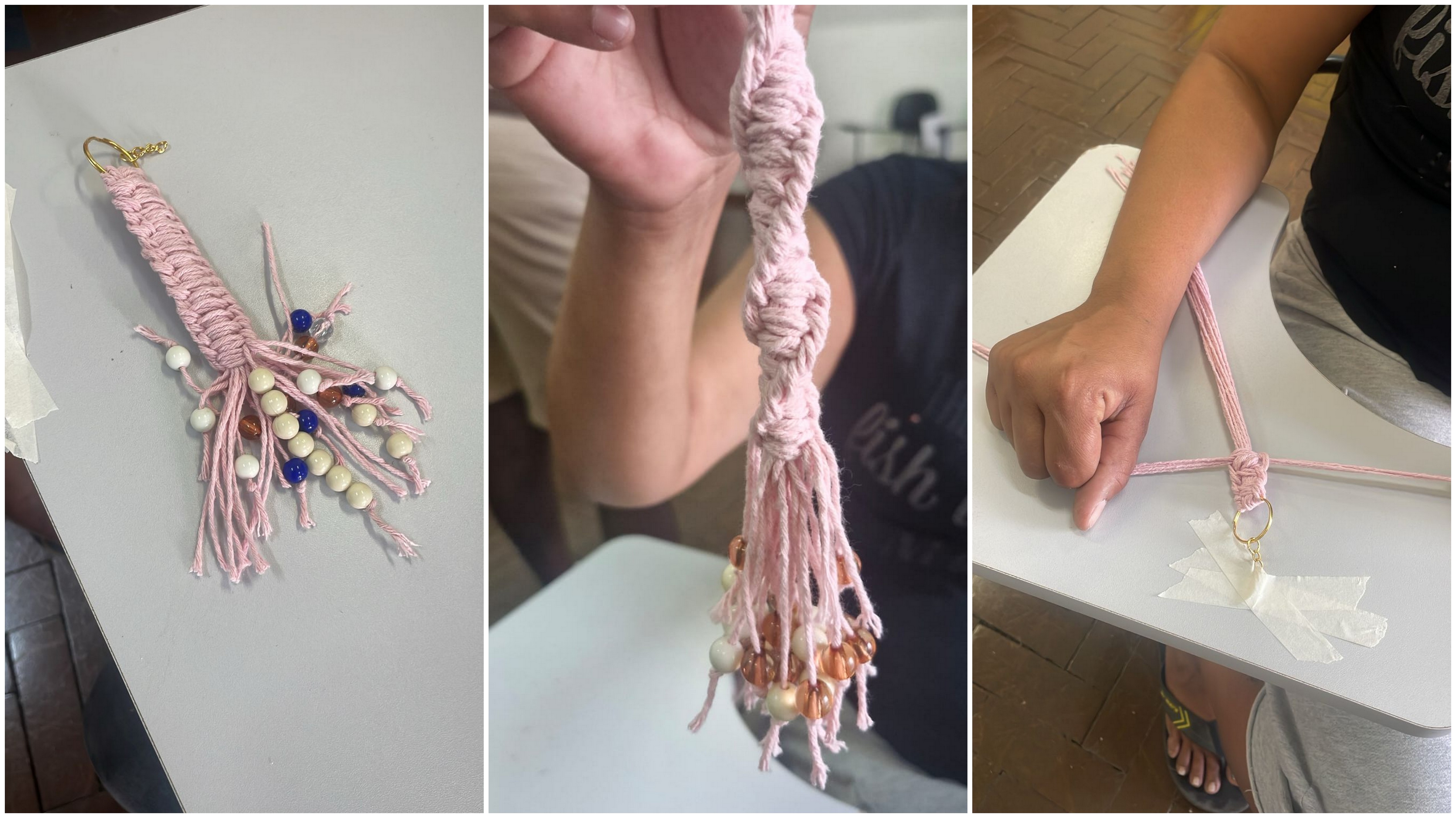 Aprendizado do macramê e confecção de chaveiros também despertou a possibilidade do artesanato como fonte de renda