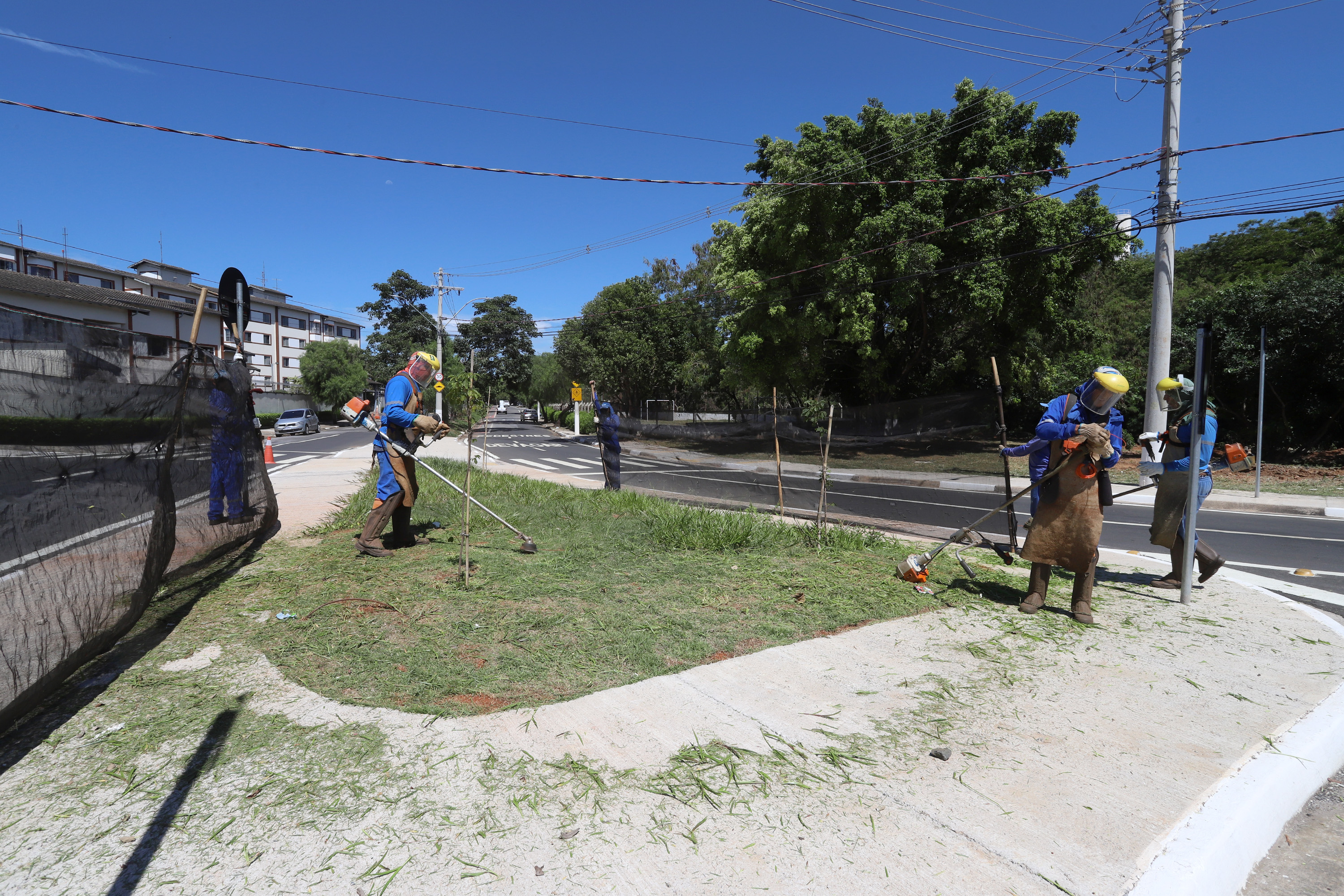 Mutirão contemplou limpeza de canteiros centrais e praças da cidade 