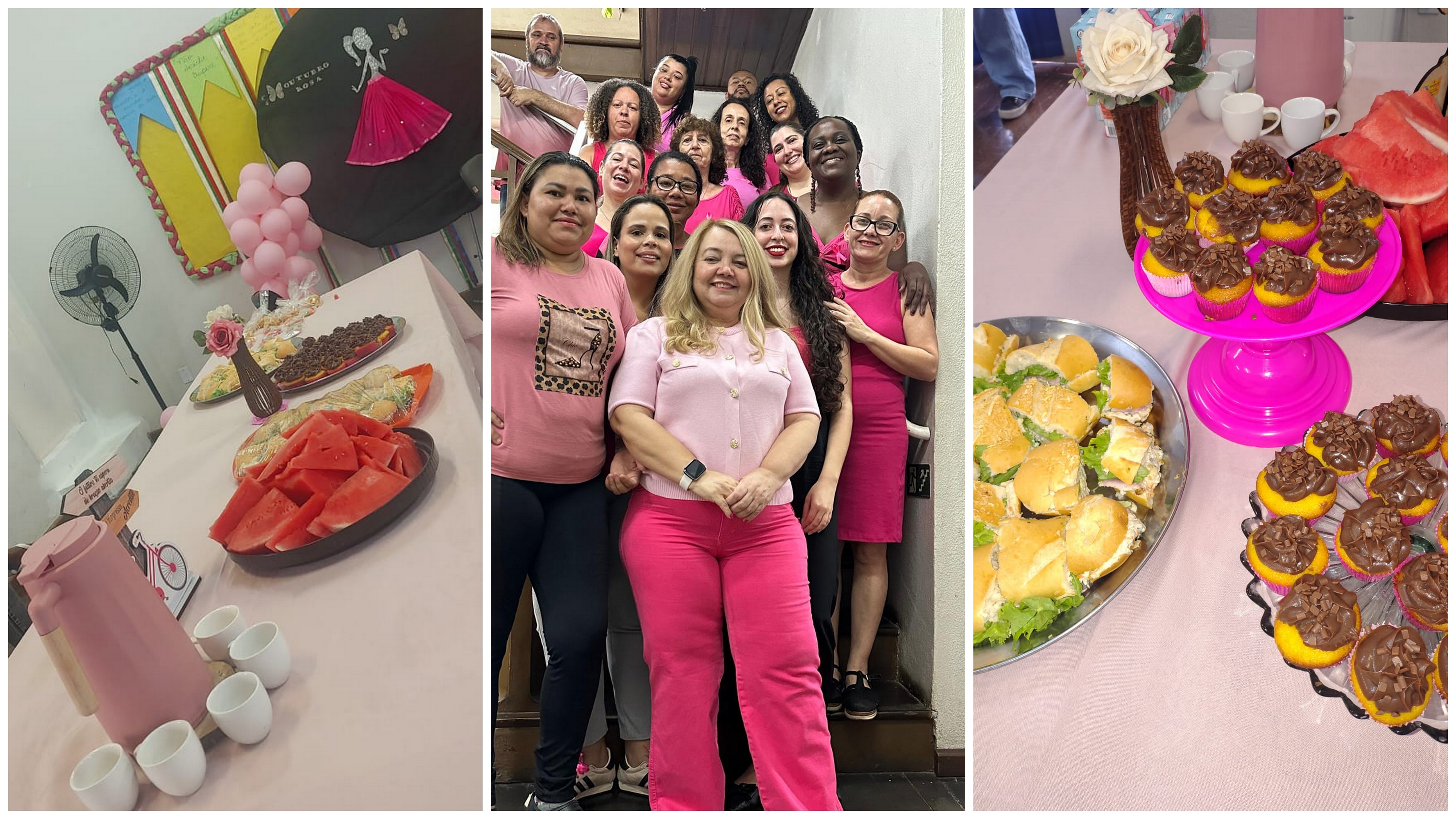 A toalha rosa, além de embelezar o cenário, simbolizou a atenção e o carinho que os moradores em situação de rua recebem nos Centros Pop