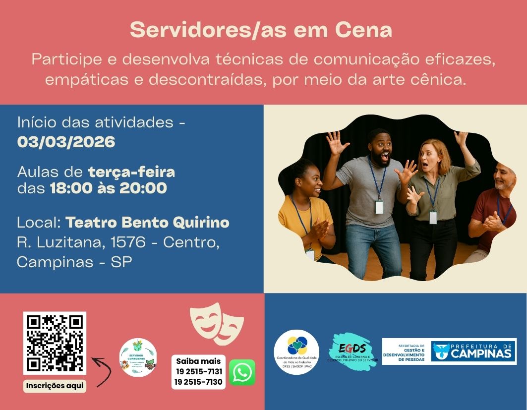 O programa propõe o uso de técnicas teatrais como ferramentas de desenvolvimento profissional