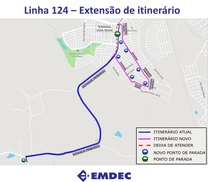 Mapa detalha novo itinerário