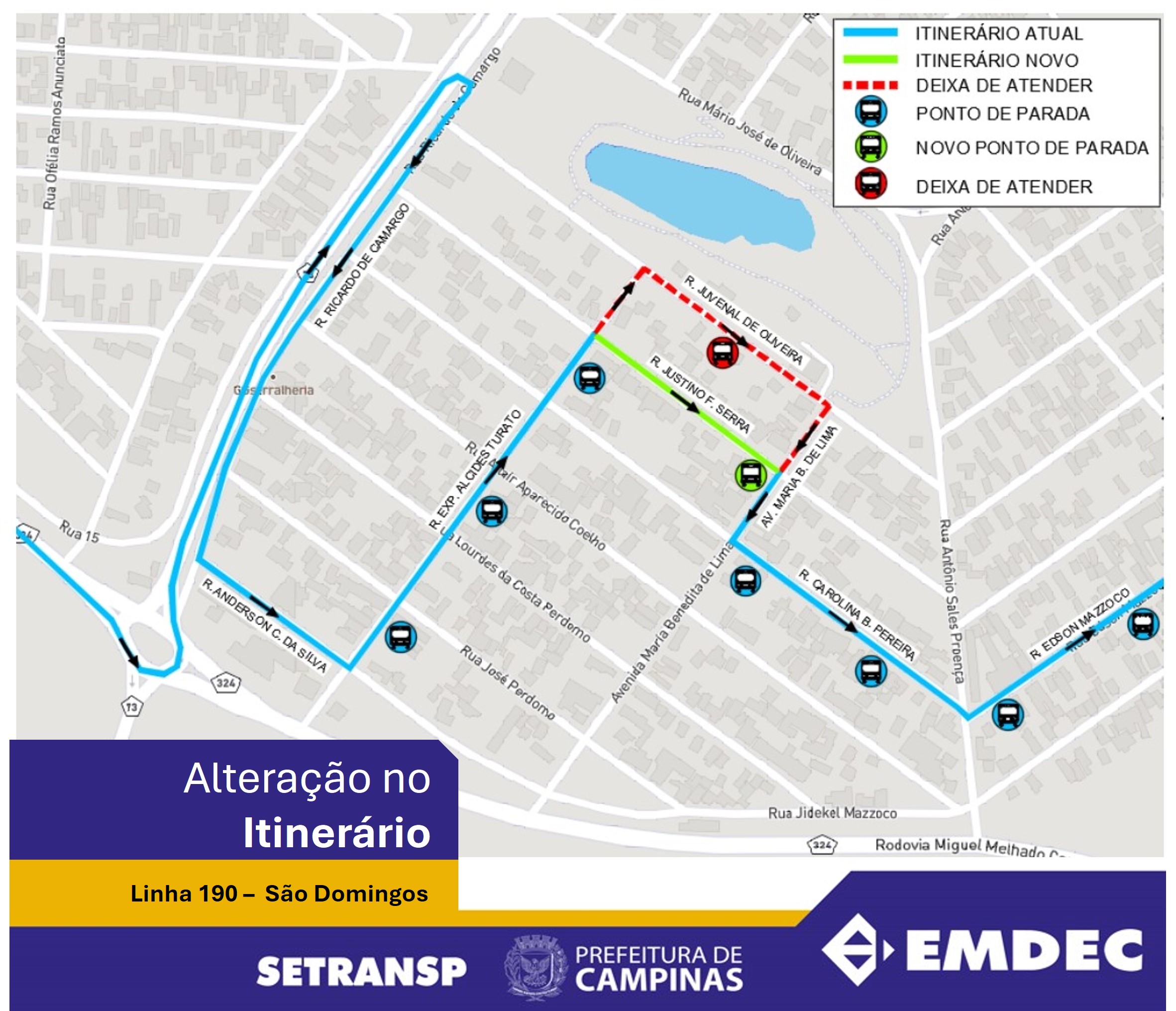 Mapa mostra alterações da linha 190