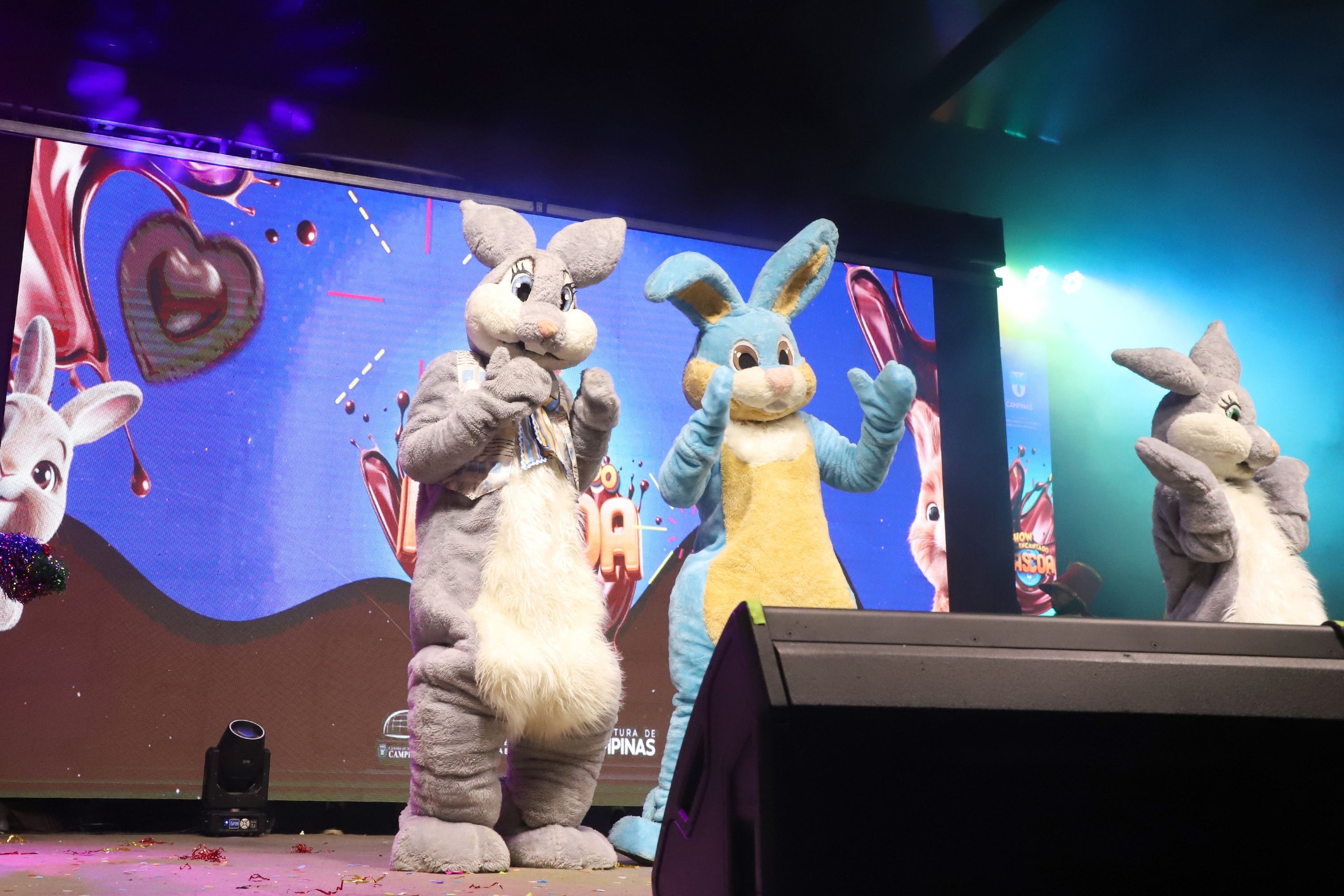 O espetáculo reúne números de dança, personagens, interação com as crianças e uma divertida missão em busca dos ovos de Páscoa