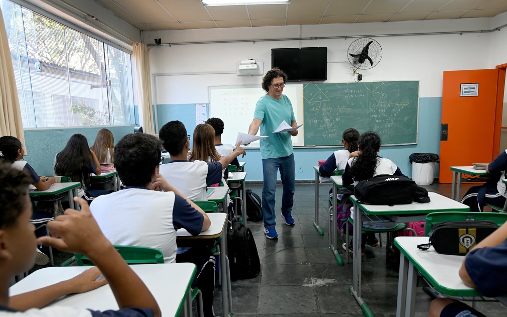 Alunos durante aula na Emef Corrêa de Mello, no Parque Dom Pedro II