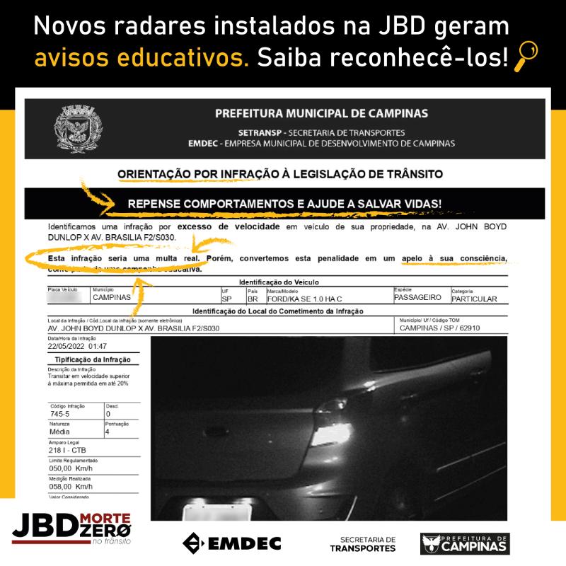 Modelo parece uma multa, mas visa educar motorista