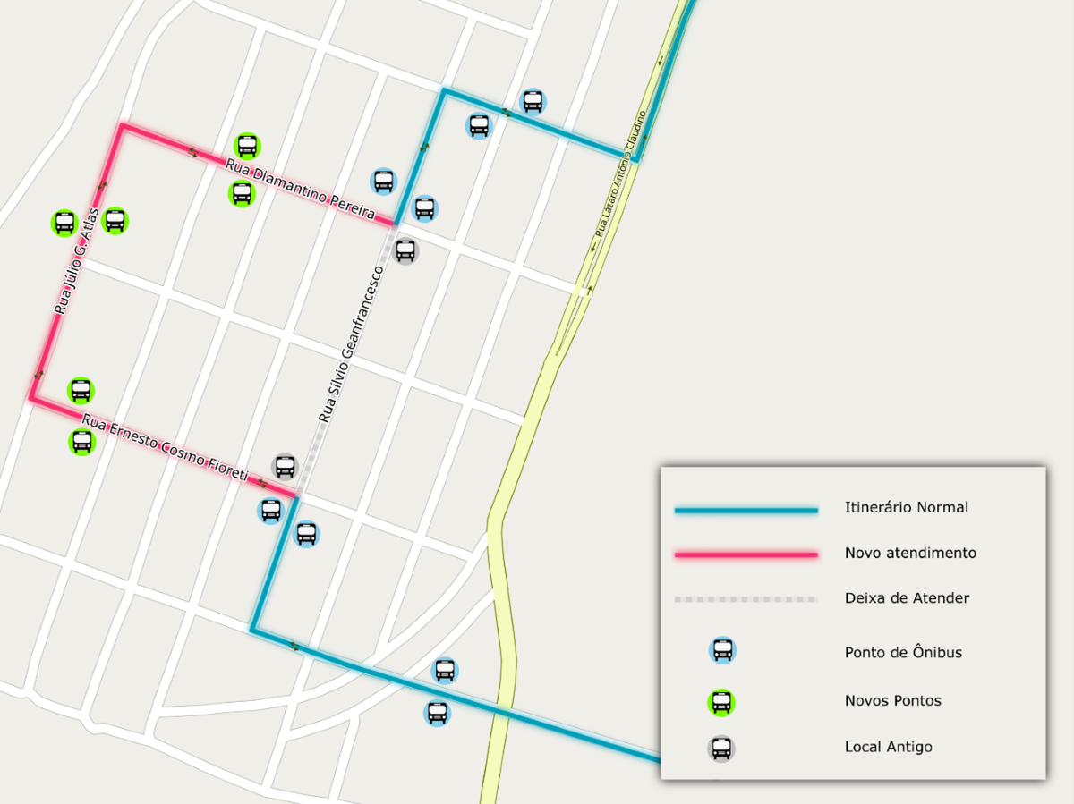 Mapa mostra alterações no itinerário da linha 239