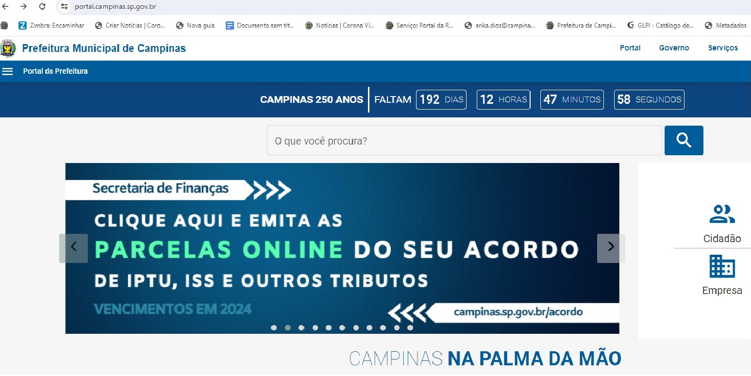 Banner está acessível da capa do portal da Prefeitura, no endereço campinas.sp.gov.br