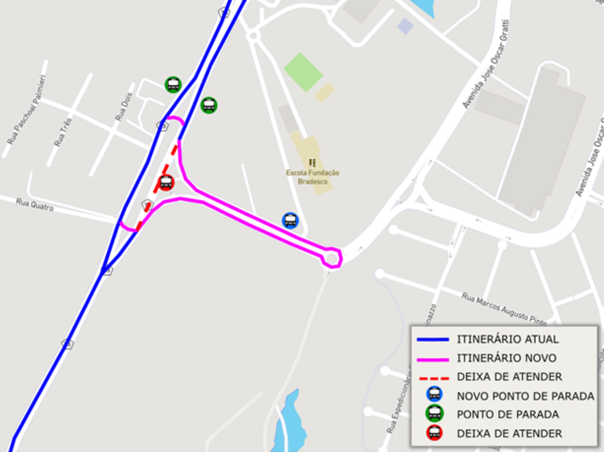 Mapa mostra alterações do itinerário