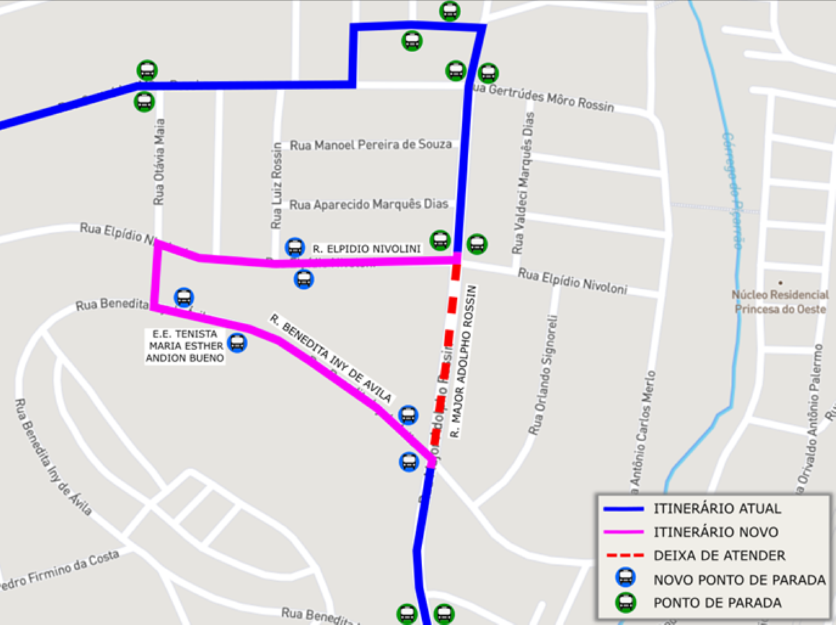 Mapa mostra novo itinerário da linha 221  Satélite Íris IV