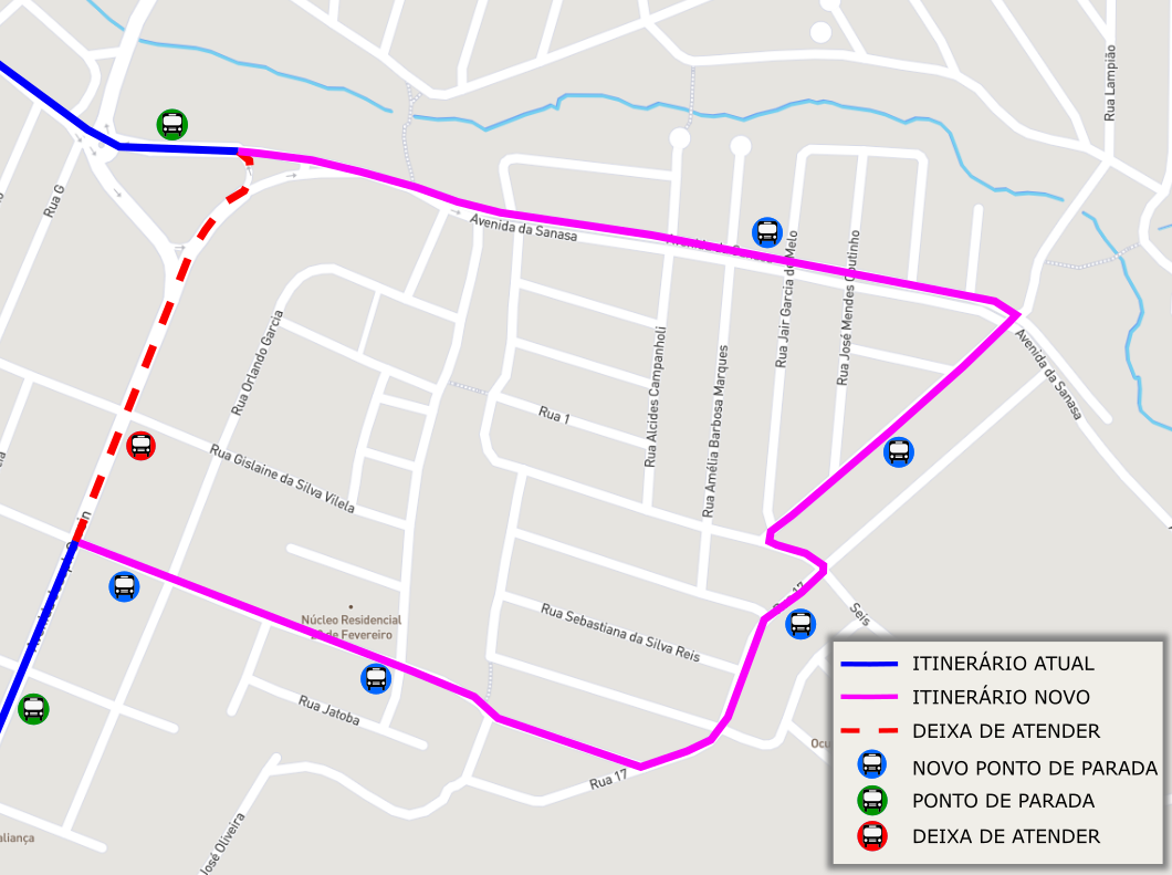 Mapa do novo itinerário 