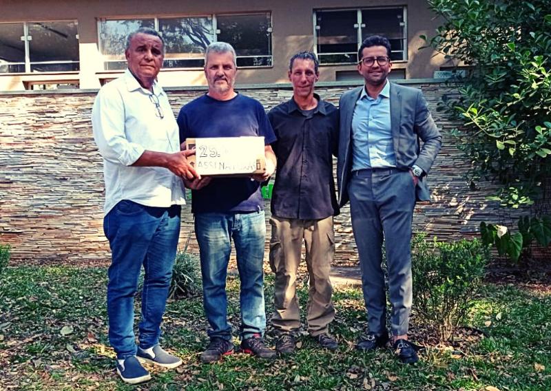 Cidão Santos, presidente da FJPO; Manoel Rosa Bueno e Roberto Stevenson, representantes do movimento Passagem de Fauna Já, e o presidente da Emdec, Vinícius Riverete