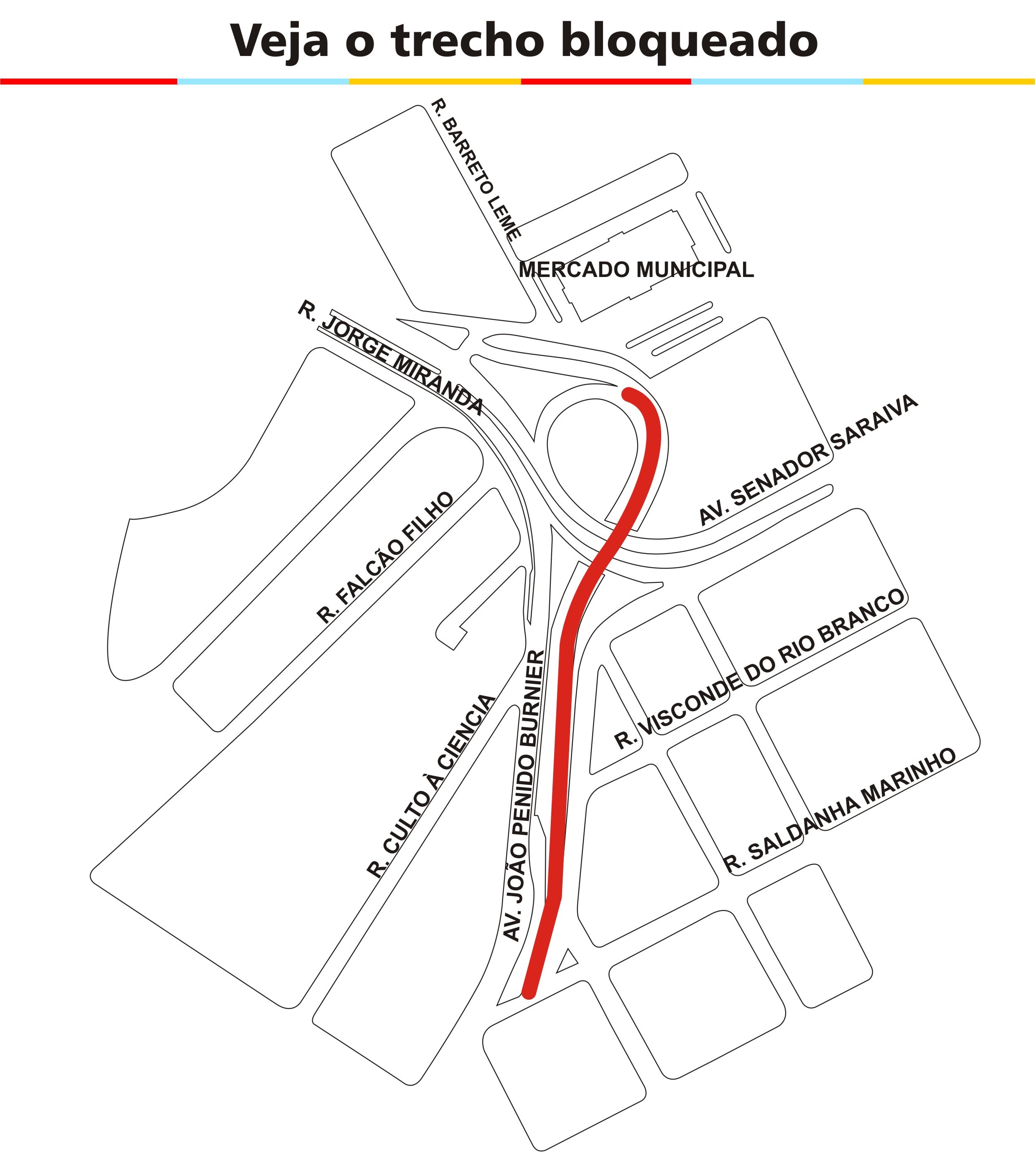 Mapa da área que será interditada