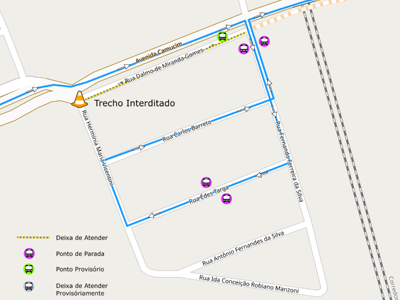 Veja o trajeto que a linha 128 seguirá durante a obra