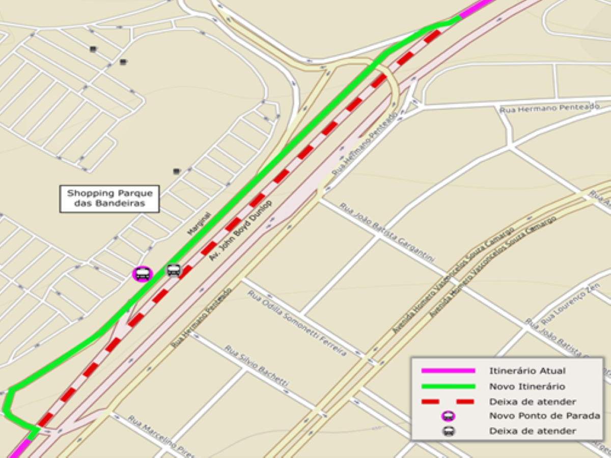 Mapa mostra alteração