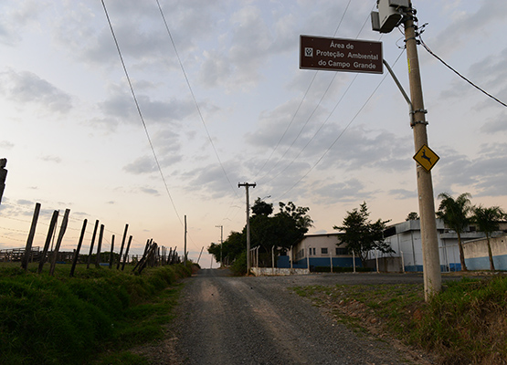 Placas se destacam no cenário rural