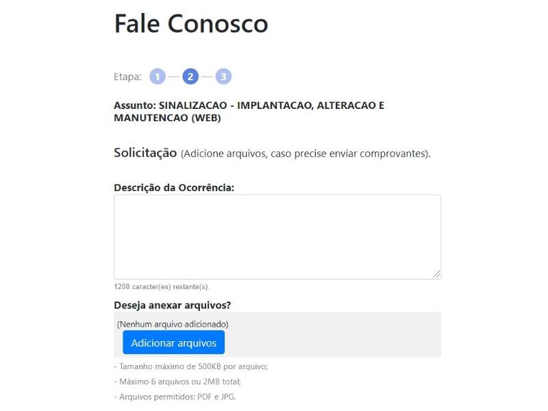 E faça a descrição da solicitação