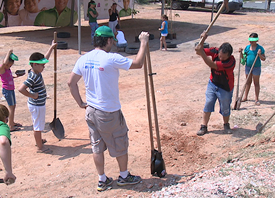 Plantio de mudas em área recuperada