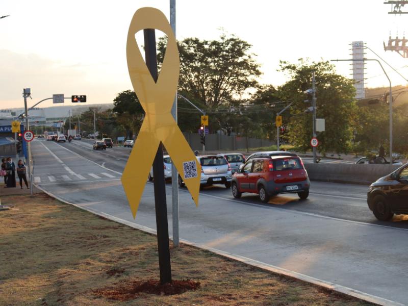 Laços gigantes instalados nos locais das ocorrências trazem QR Codes remetendo aos vídeosImpacto dos relatos ilustrados ajuda a mobilizar a sociedade