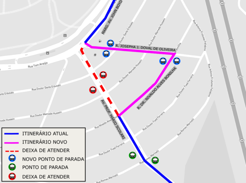 Confira o novo itinerário