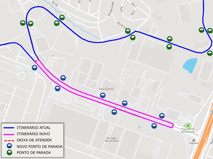 Mapa mostra o novo roteiro