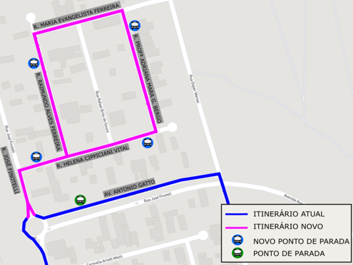 Mapa mostra como fica a linha 110 com a ampliação do itinerário