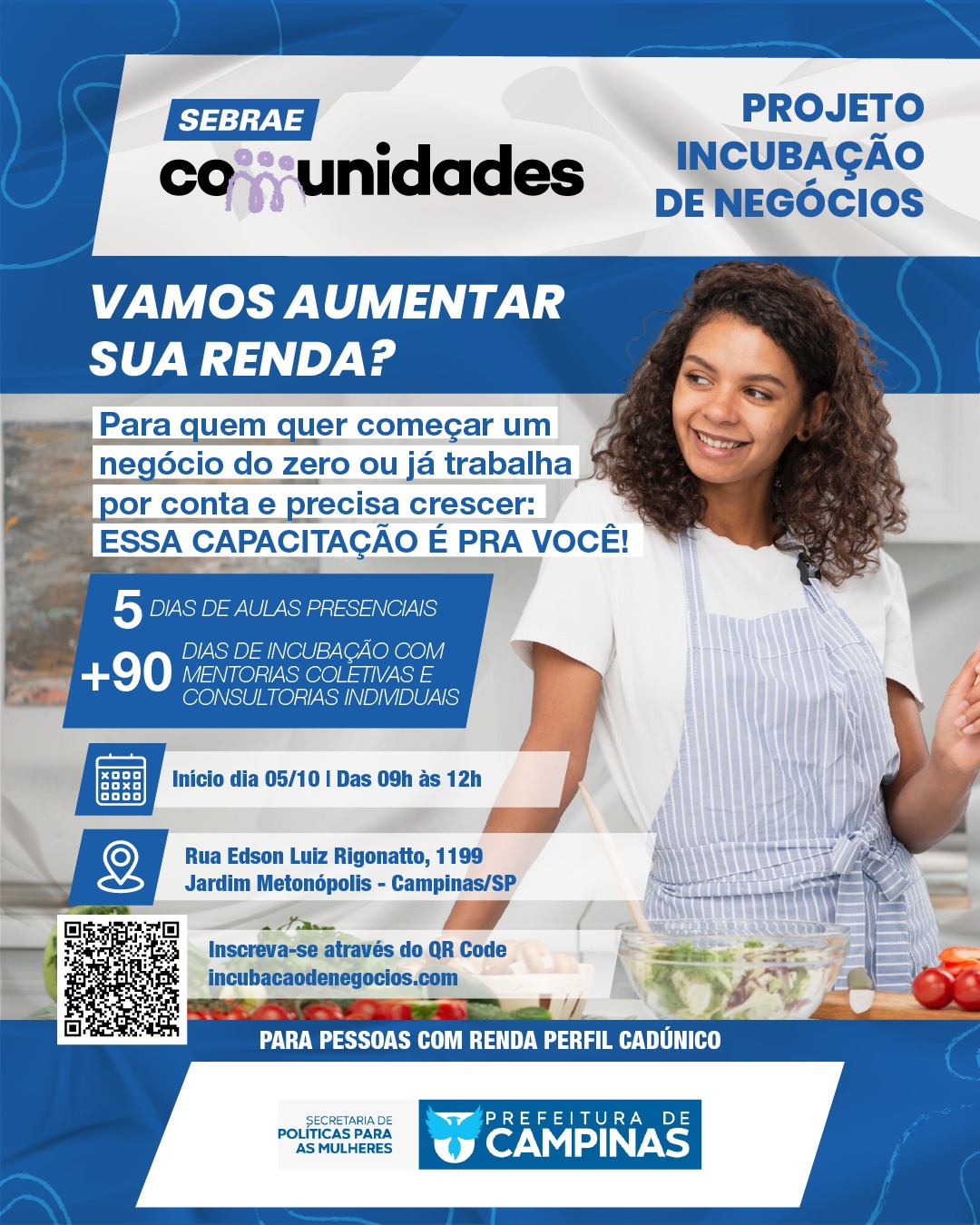 O curso oferece cinco dias de aulas presenciais, com atividades práticas para aprender a empreender