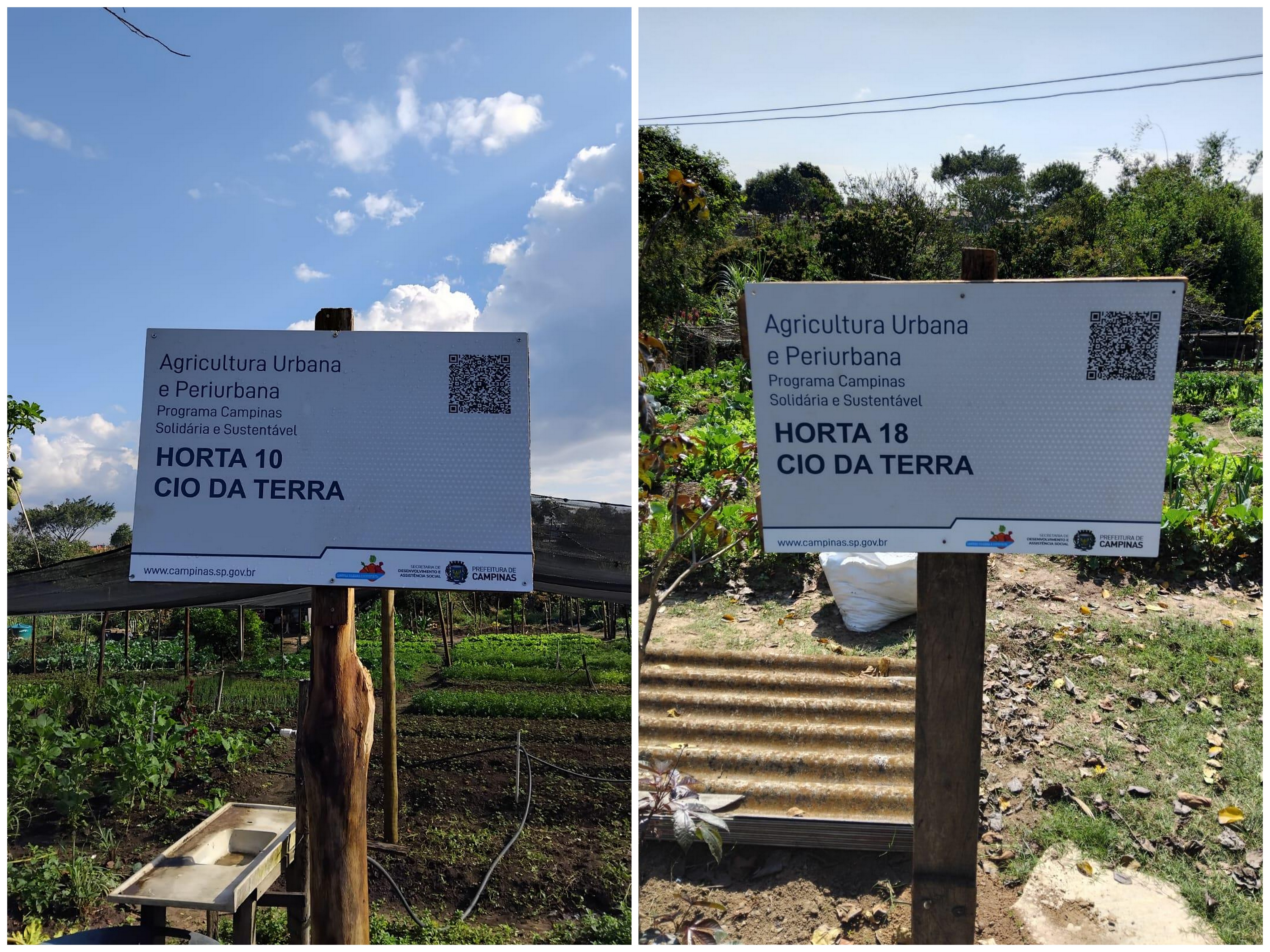 Placas das Hortas Cio da Terra, no Conjunto Habitacional Parque Itajaí, região Noroeste de Campinas