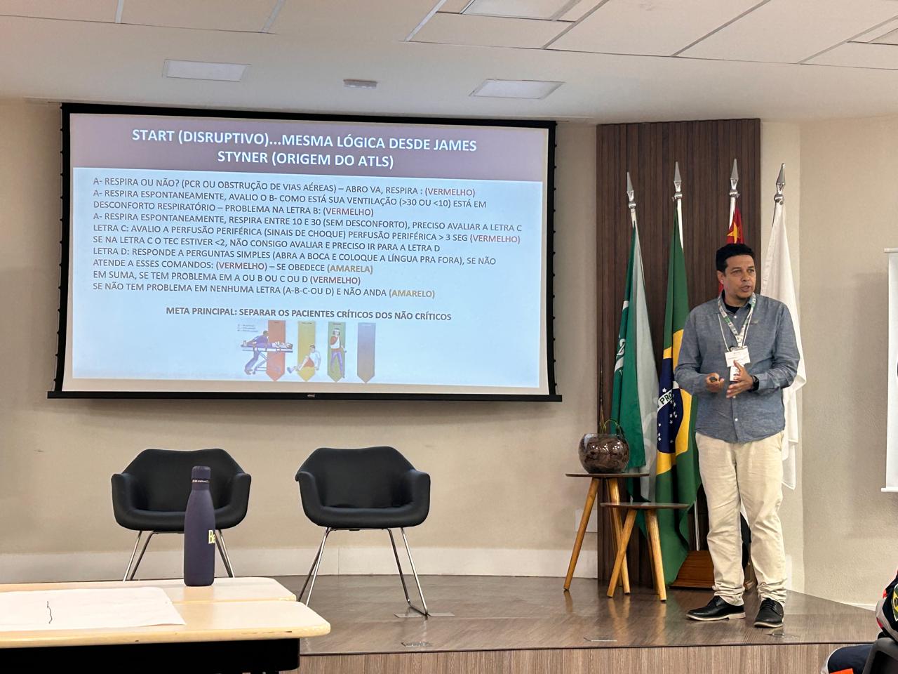 Durante o evento, Roni abordou o método Start, protocolo mundial de triagem para atendimento de múltiplas vítimas