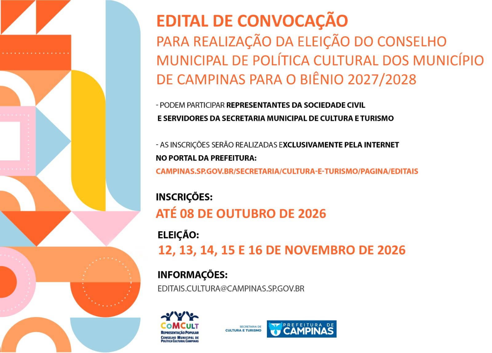 Os plantões serão realizados até o dia 7 de outubro em diferentes espaços culturais e territoriais do município e têm por objetivo esclarecer dúvidas sobre o edital, os requisitos para participação e o processo de inscrição de candidatos e eleitores