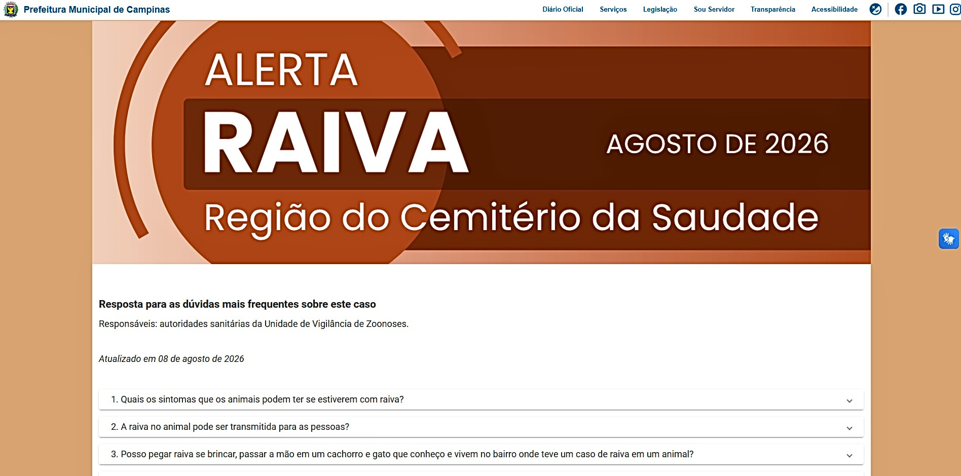 Hotsite sobre a raiva traz respostas a dúvidas frequentes sobre a doença