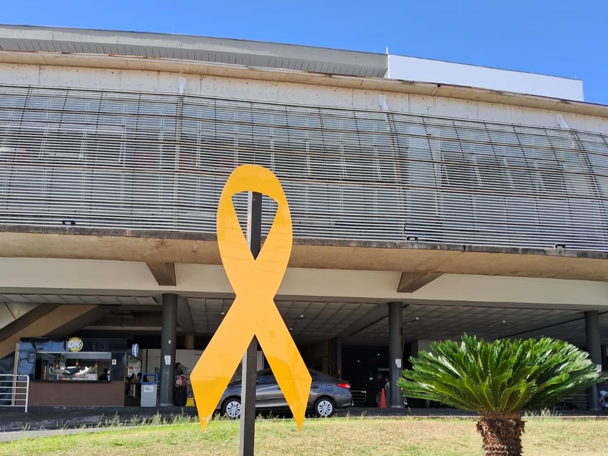 Instalação em frente à rodoviária alerta a população sobre a quantidade de mortos e feridos no trânsito