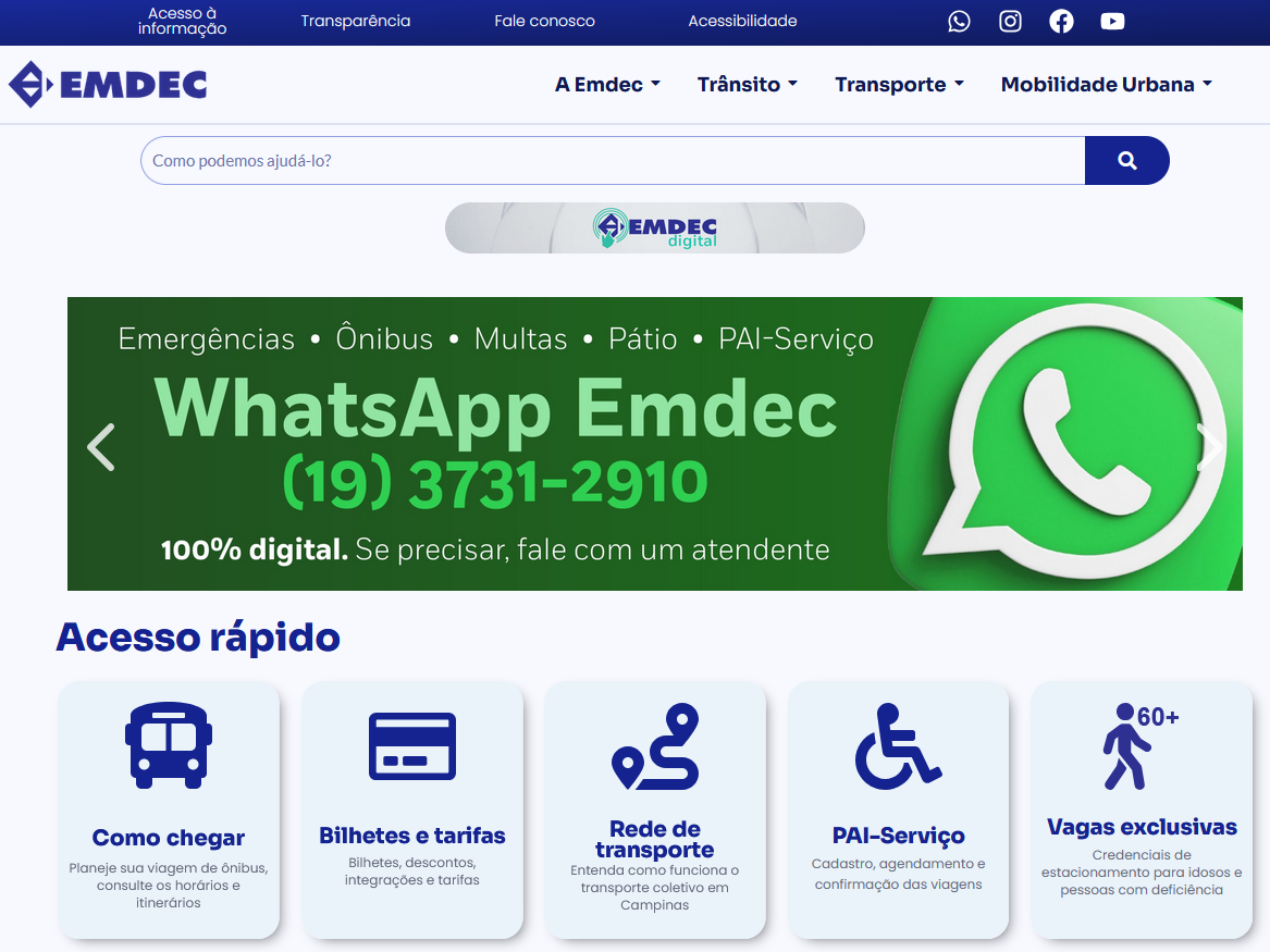Novo portal agiliza o acesso da população aos serviços prestados pela Emdec