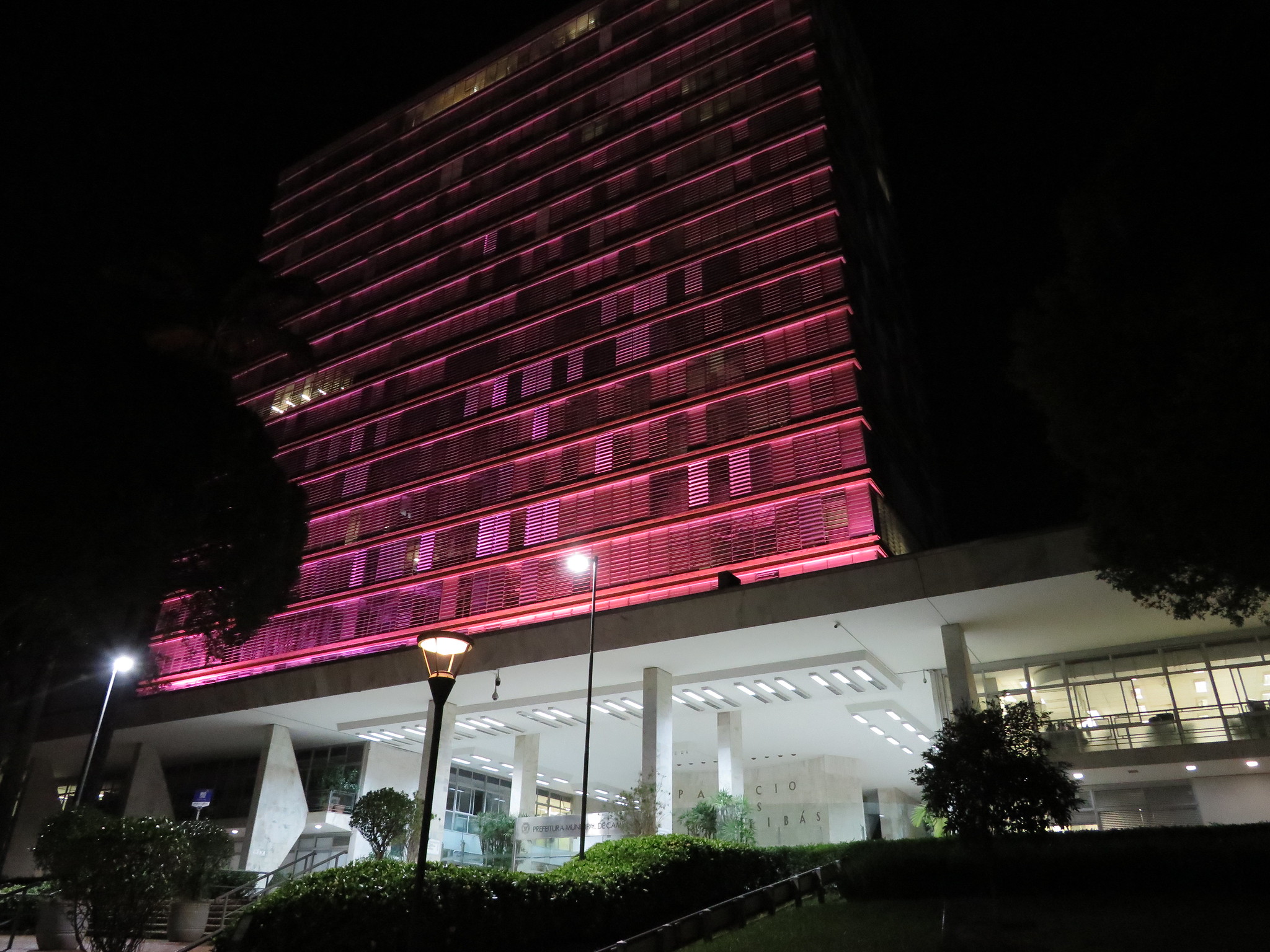 Paço Municipal iluminado em violeta reforça mensagem da Campanha