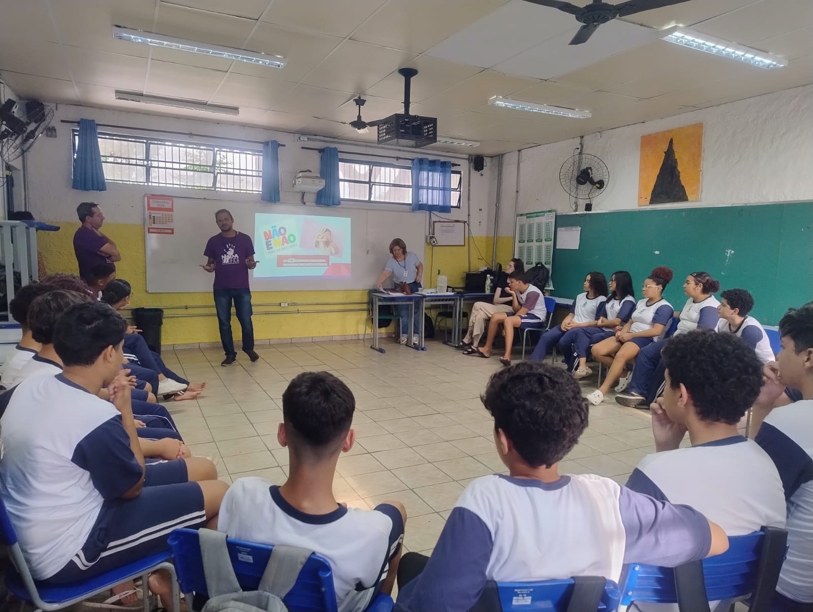 Alunos da Emef Leonor Savi Chaib durante o treinamento do programa ‘Mais Educação, Menos Violência