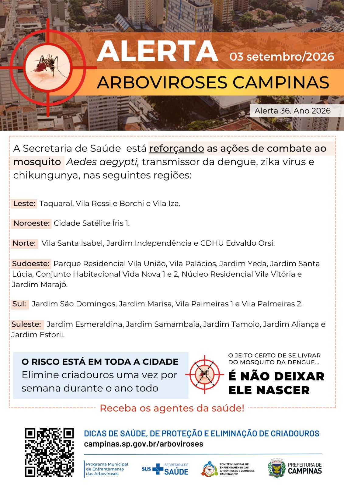 Alerta 36 inclui 23 bairros