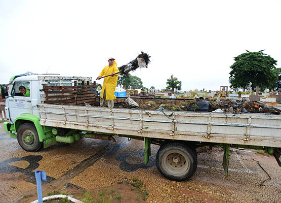 Mato e entulho foram retirados com caminhões