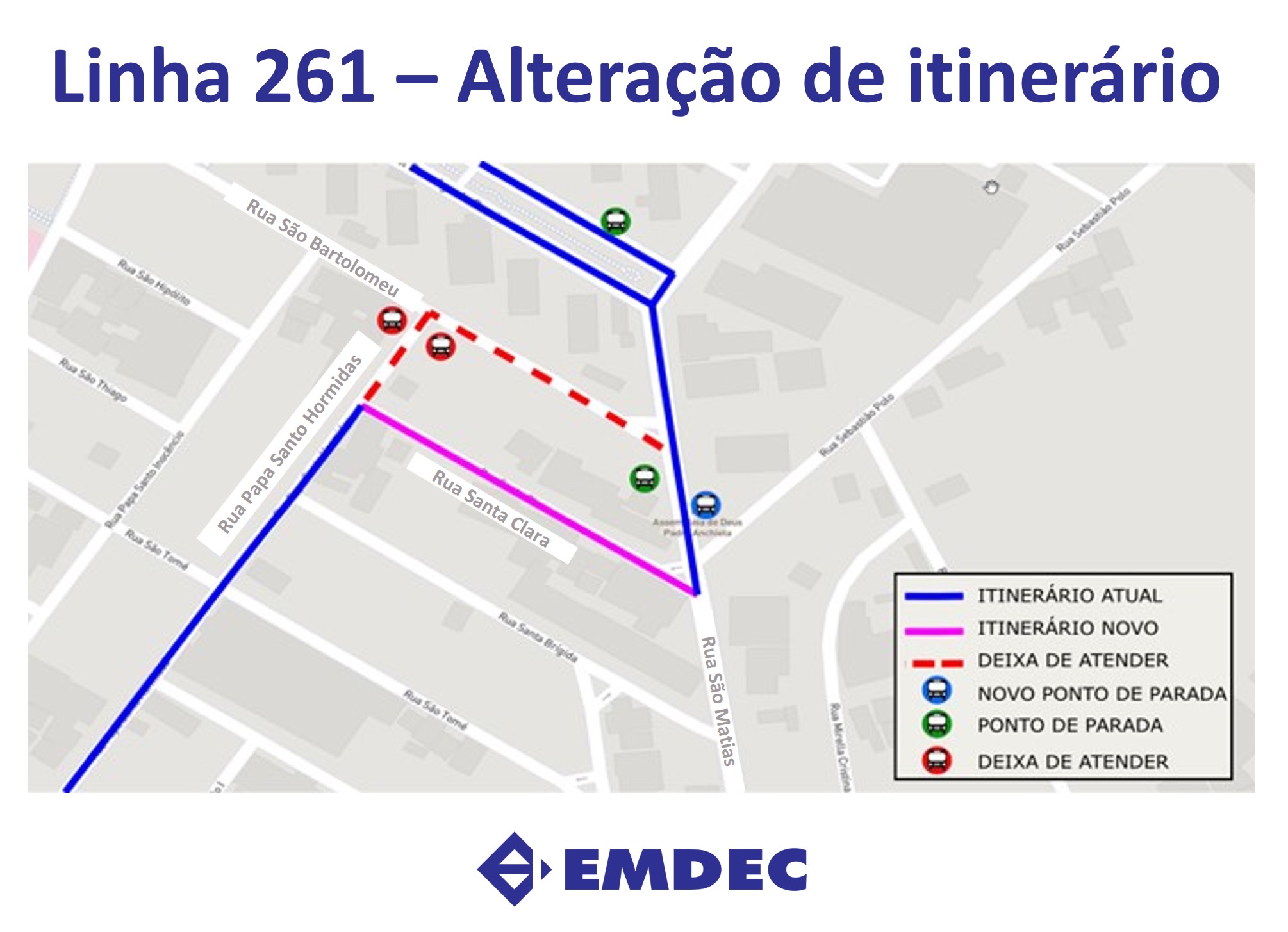 Novo trajeto da linha 261