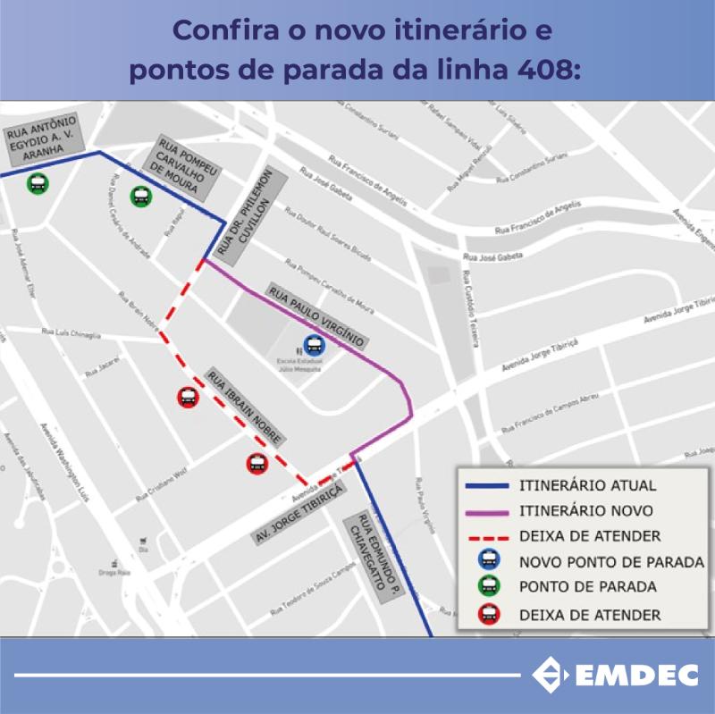 Veja as mudanças no trajeto da 408 - Parque Jambeiro