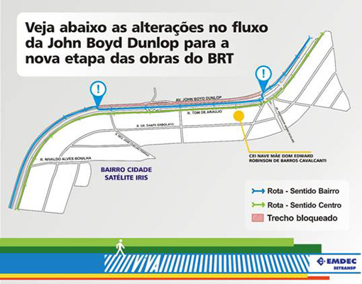 Emdec programou mudança no trânsito durante etapa da obra