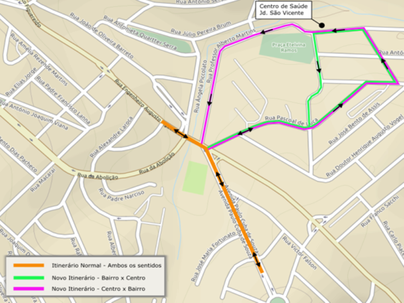 Mapa assinala novo trajeto