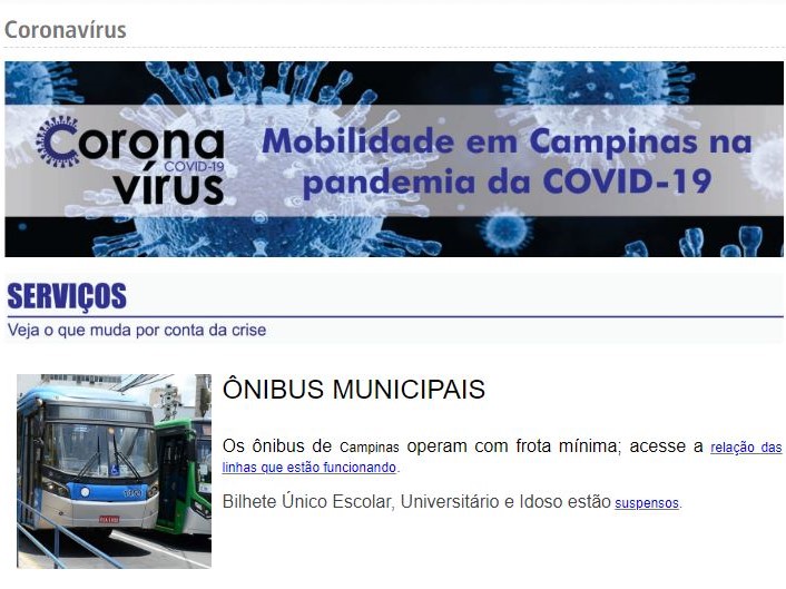 Hotsite reúne medidas adotadas na área de mobilidade urbana para enfrentamento do coronavírus