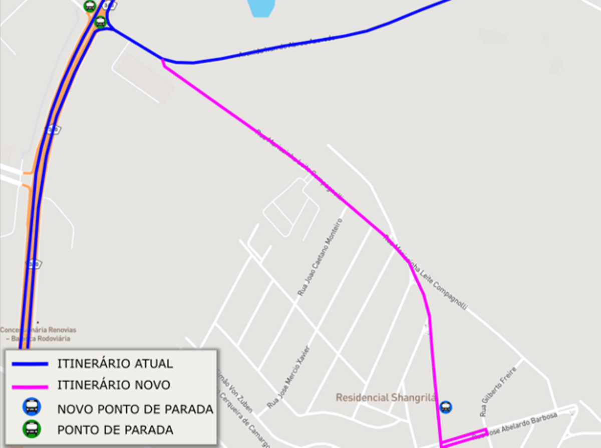 Mapa mostra como fica novo traçado da Linha 358