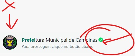 Número de whatsapp oficial da Prefeitura é o 19 999441-4730 e contem o selo de verificação feito pelo Meta Facebook