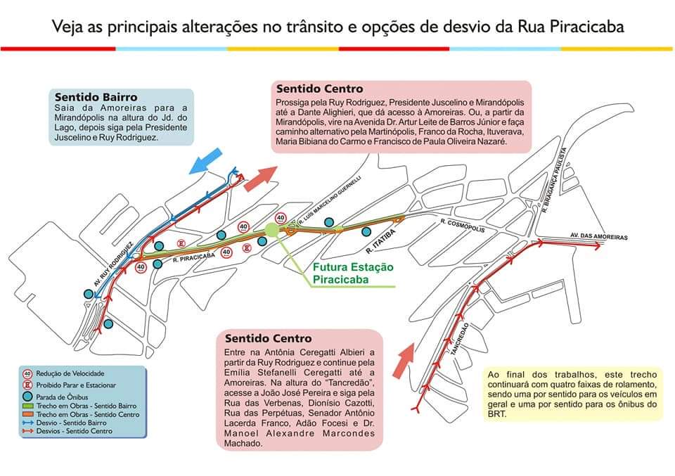 Mapa mostra principais alterações no trânsito e opções de desvio